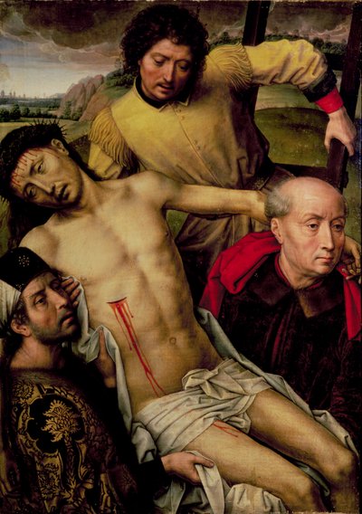 Descent from the Cross, Left Hand Panel from the Deposition Diptych, c.1492-94 by Hans Memling